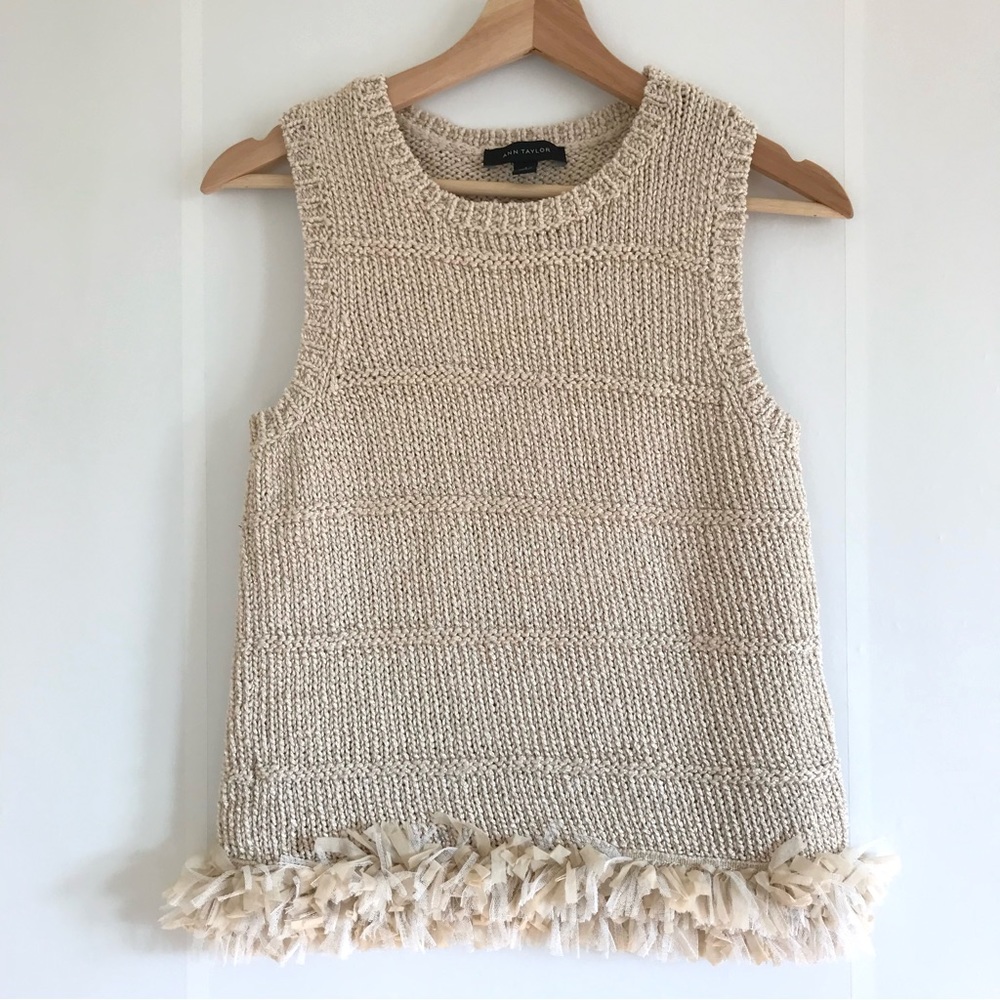 Ann Taylor Fringe Hem Shell Sweater | Size S